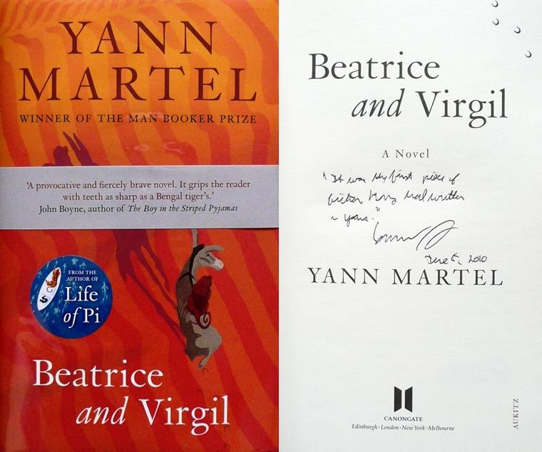 Image for BEATRICE AND VIRGIL Signed, Lined and Dated UK First Edition plus Bellyband & Postcard